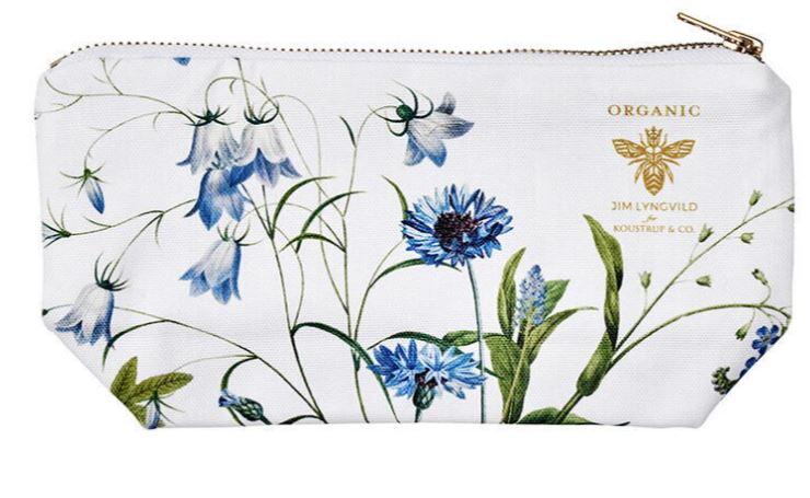 Cosmetic Bag 100% Organic, Blue Flower